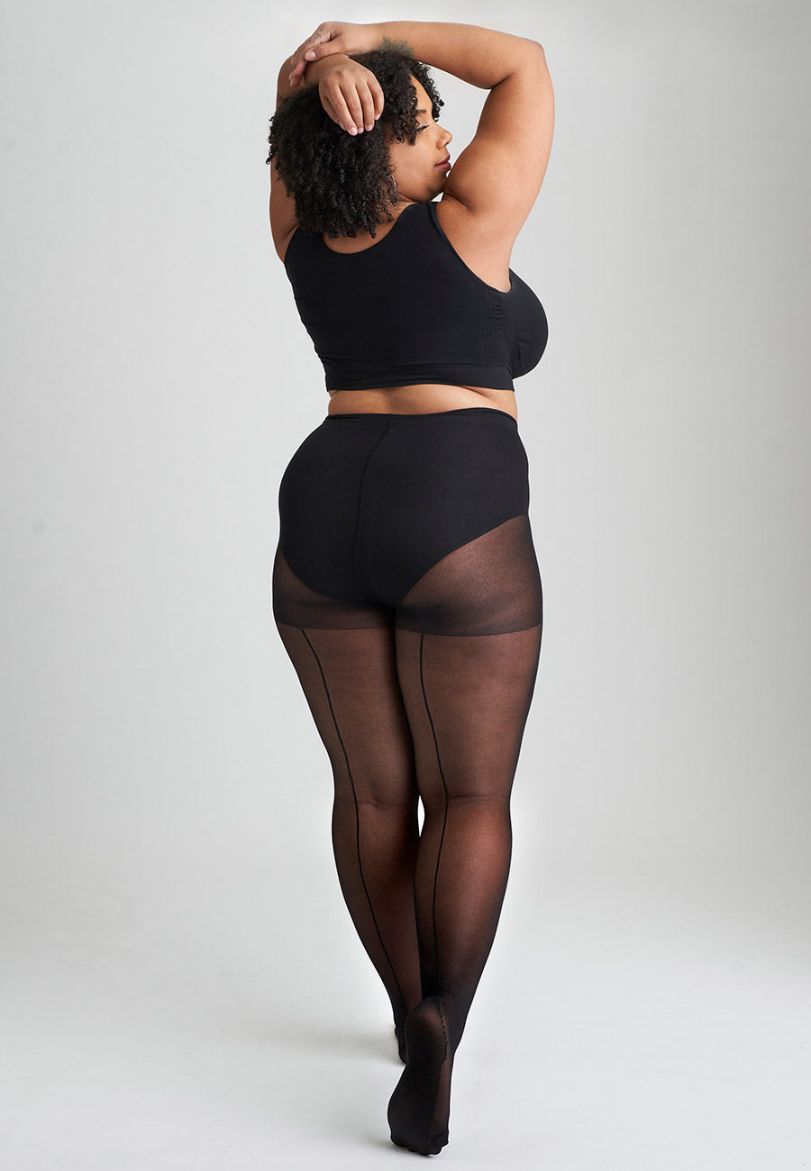 Couture seamed plus size tights
