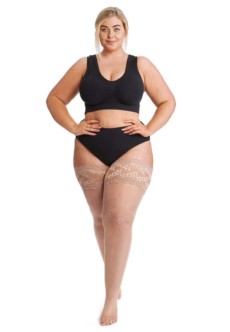Black lace stockings plus size top