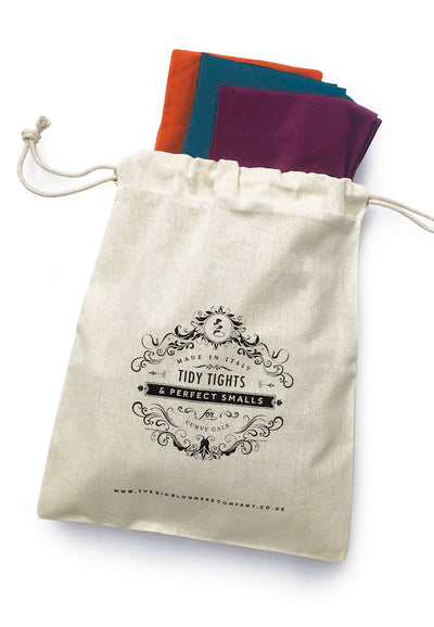 Organic cotton drawstring tights-tidy bag